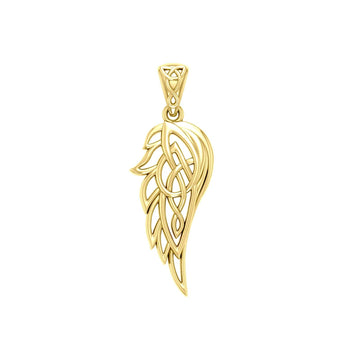 Guardian Angel Celtic Wing 14K Solid Gold Pendant GPD5912 - Jewelry